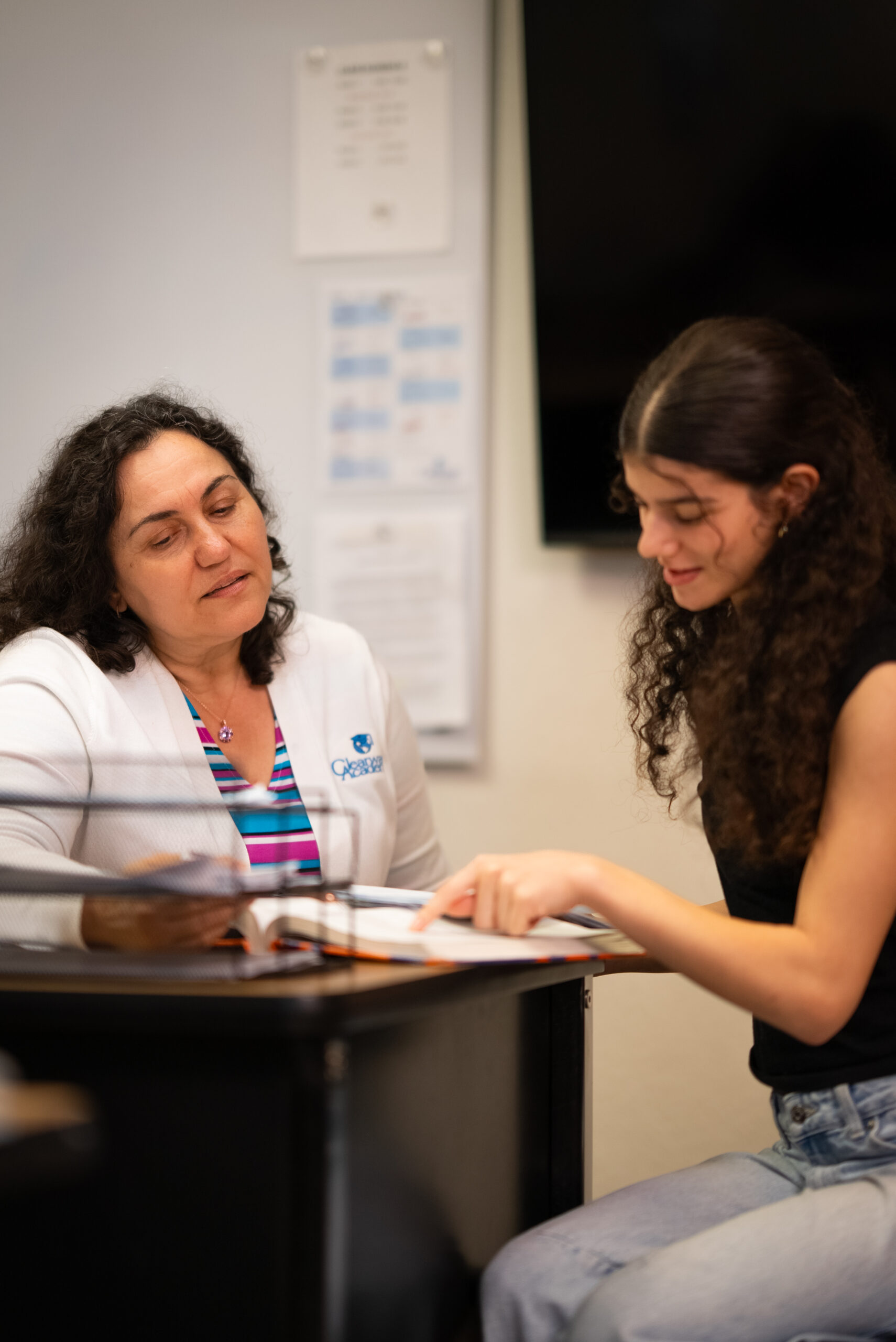 Clearwater Academy teacher working with a young student